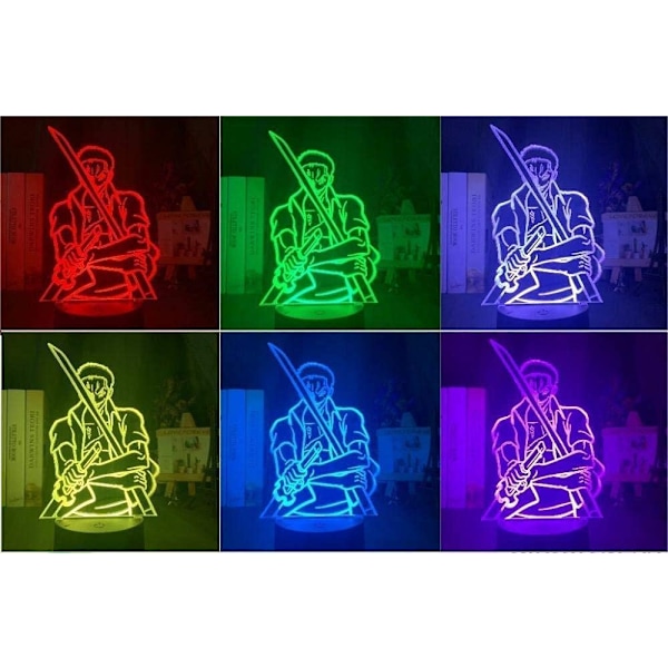 One Piece Luffy 3D Illusionslampa med Smart Touch, RGB-effekt, USB-driven, Kreativ 3D Japansk Animelampa