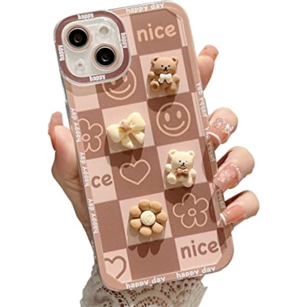 Kompatibel med iPhone 13 case för kvinnor Grils Cute 3D Flow
