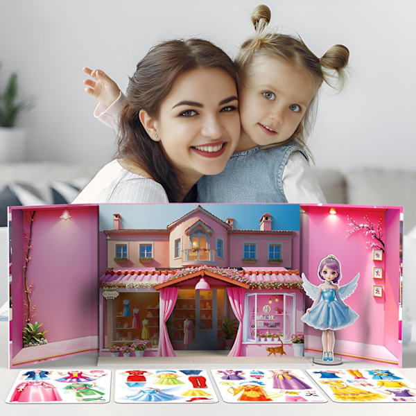 Magnetiska prinsesskläderdockor, magnetiskt klädspel, lek- och resleksak flickors kostymer, vackert prinsesspel Shanghai