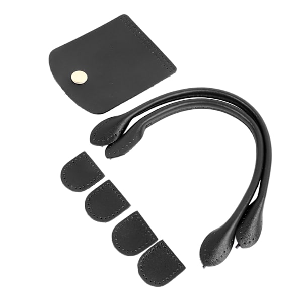 Læder Pung Rem DIY Fashionable Håndtaske Håndtag med Flip Cover Lynlås Stopper til Pung Fremstilling Tilbehør Sort Overlæder