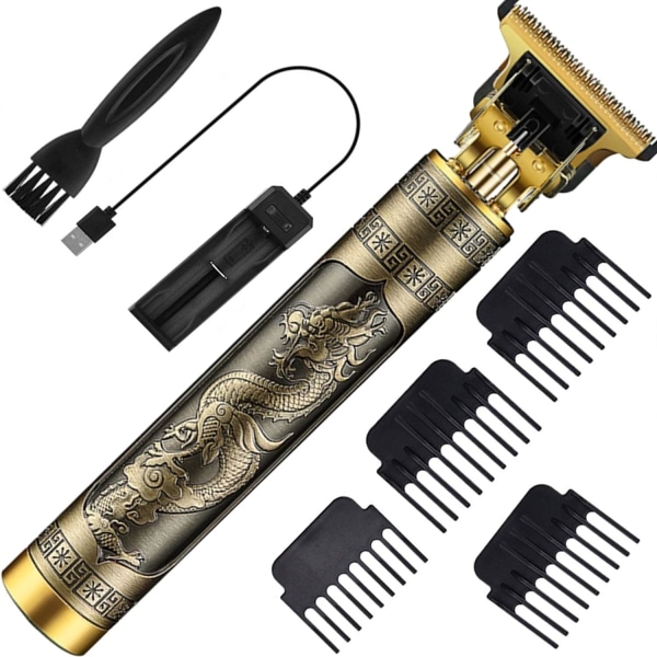 Hårklippere til mænd - Professionelle hårklippere, 0mm skaldede hårklippere T-blad hårklipper til mænd Zero Gapped Detail Beard Shaver Barbersh Gold buddha