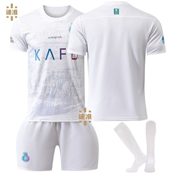 24/25 Fotbollskit för Barn Träningsdräkt Fotbollskit för Pojkar, Al-Nassr Fotbollslag Träningsdräkt Tröjor Shorts och Strumpor 16