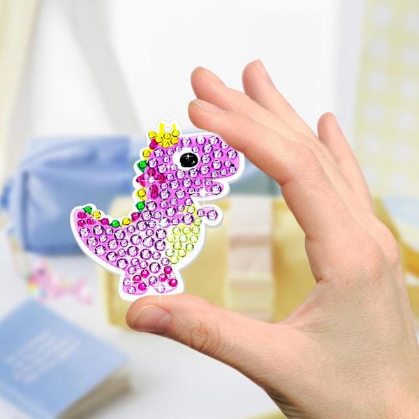 Diamond Art Painting Nyckelringar, 15 st 5D Dinosaurie Diamanter Målning Nyckel Konst Nyckelring Hänge Tillbehör Prydnader Ädelsten Konst & Hantverk för Barn Vuxna