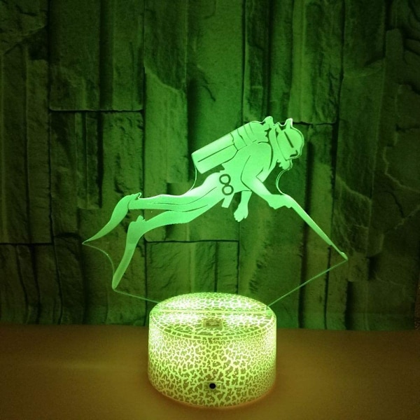 3D Dykker Natlampe Illusion Natlys 7 Farveskift
