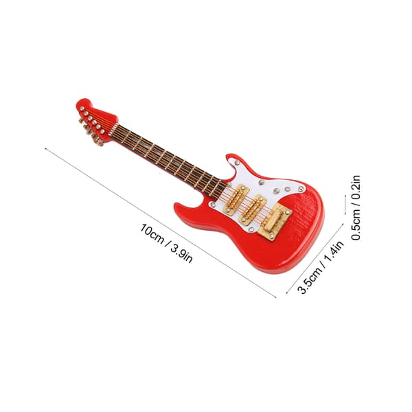 Miniatyr elektrisk gitarr röd vit färg snygg 3,9 tum längd utsökt mini gitarrmodell med låda för bord Red