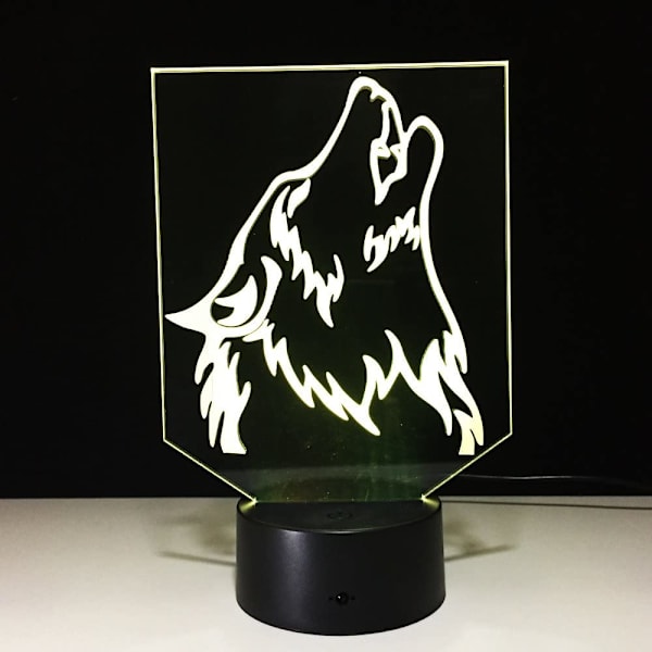 Wolf 3D Natlampe Touch Bordlamper, 7 Farveskift