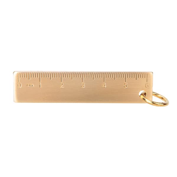 6 cm lång 3 mm tjock mini mässingslinjal hängen present kontor skolmaterial