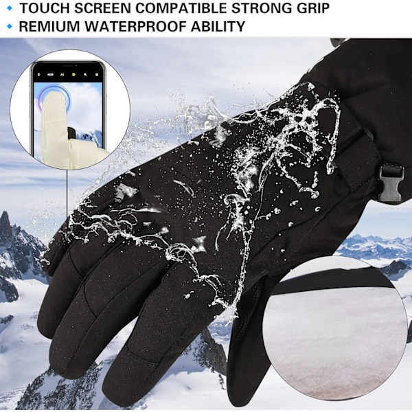 Vinterhandskar för Män och Kvinnor, Varma Vattentäta Skidhandskar, 5 Lager, Pekskärm, Snöhandskar för Kallt Väder Green XL