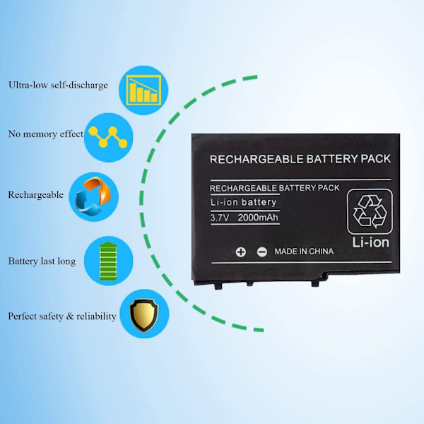 2000mAh 3,7V Uppladdningsbart Litiumjonbatteri + Verktygssats Kompatibel med Nintendo DSL NDS Lite