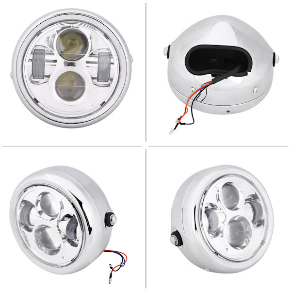 6,5 tuuman moottoripyörän 12V LED-lamppu etuvaloon, universaali, hopea