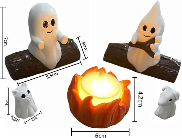 3D LED Spøgelsesbål Natlys Flimrende Halloween Spøgelse Ristning Ild Indendørs Stemningsbelysning Rekvisit 3PCS