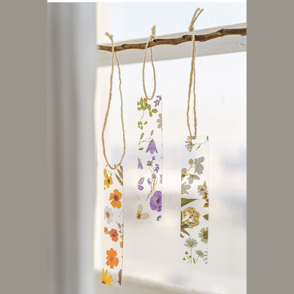 5 ark med blommor PET innovativ utsökt halvtransparent bokmärke set för skrotböcker anteckningsböcker böcker