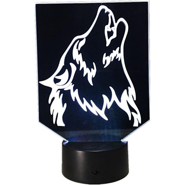 Wolf 3D Natlampe Touch Bordlamper, 7 Farveskift