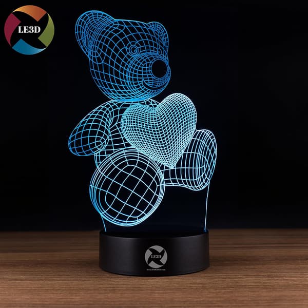 3D Optisk Illusions Natlampe - 7 LED Farveskiftende Lampe