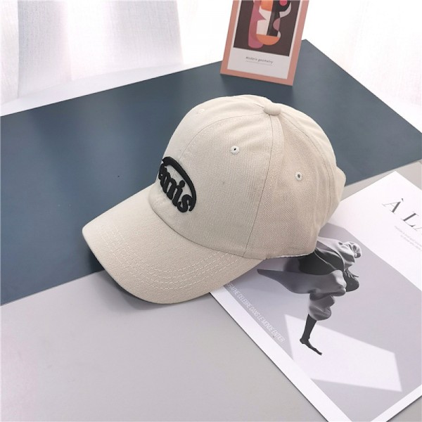 Hatt Brev Broderad Justerbar Baseballkeps Beige