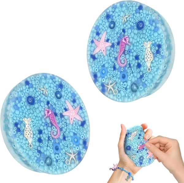 2-pak blå tekstureret Fidget Pick Pad, diskrete taktile håndlegetøj i silikone, bærbart stille sensorisk afslapningstilbehør, harmløs H Ocean blue