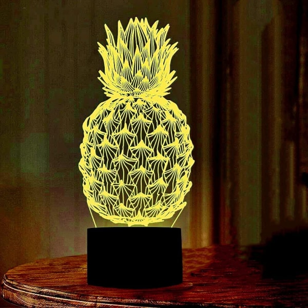 Ananas-yövalo, Rquite Ananas-yövalo lapsille, 3D optinen illuusiolamppu kosketuskytkimellä