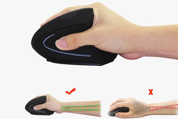 2.4G Trådløs Vertikal Ergonomisk Optisk Mus, Reducerer Håndled