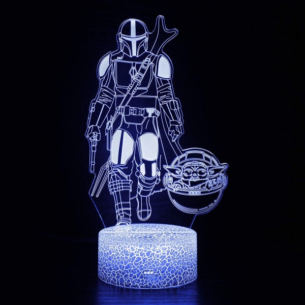 Star Wars Night Light for Boys Mandalorian 3D-lampa med Rem