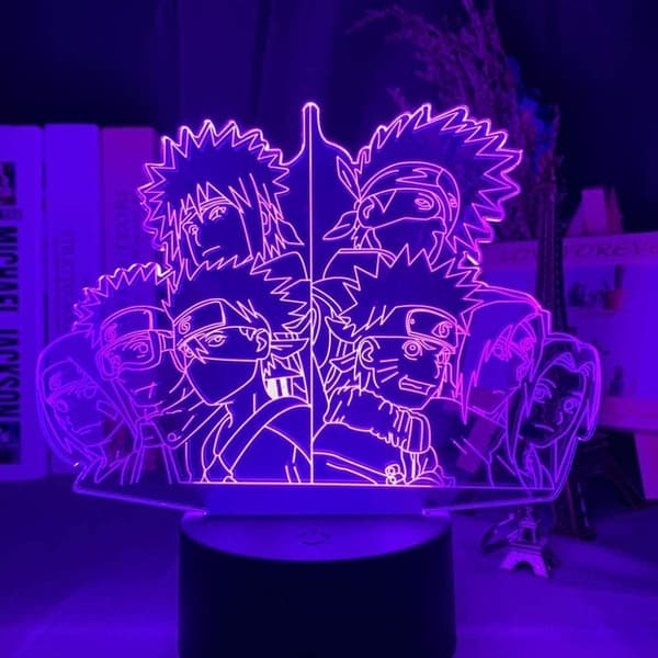 Naruto Kakashi Uchiha Sasuke 3D Illusjon Nattlys Lampe Sm