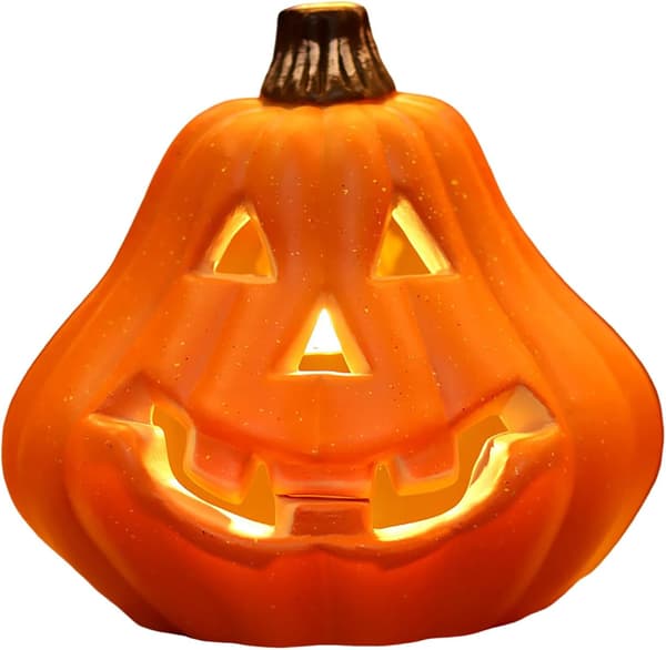 Spooky lysende Halloween-gresskarlykt – Jack-O'-Lantern-dekor for hjemsøkt hus, hjem og fest