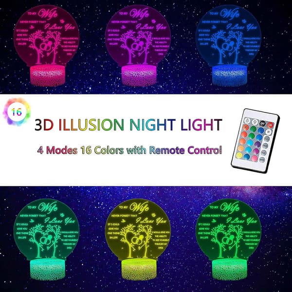 Gave til kone, Mors Dags gaver til kone, 3D natlampe