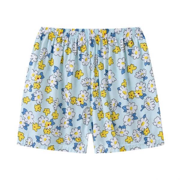 Flickor T-shirt och shorts pyjamas set, XL (ljusblå blomma)
