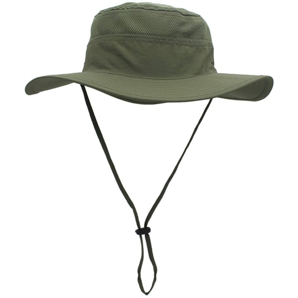 Hatt för män med solskydd UPF 50+ bred brätte hinkhatt vindtät fiske Army Green