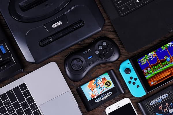 M30 Trådløs Bluetooth Controller Retro Gamepad til Switch, PC Windows, MacOS, Android, Raspberry Pi med Sega Genesis & Sega Mega Drive Style (Sort Black