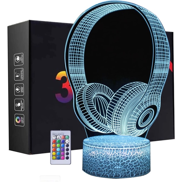 3D Enhörning Nattlampa, LED Illusion Lamp med Fjärrkontroll