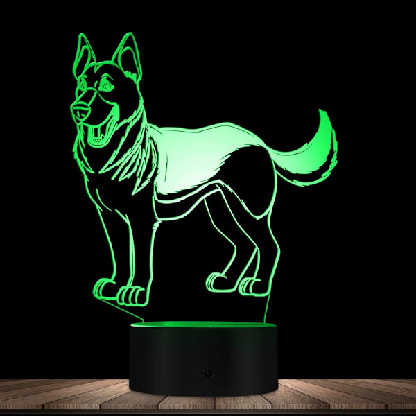 3D Varg Hund Nattljus Lampa Illusion Led 7 Färgförändring T