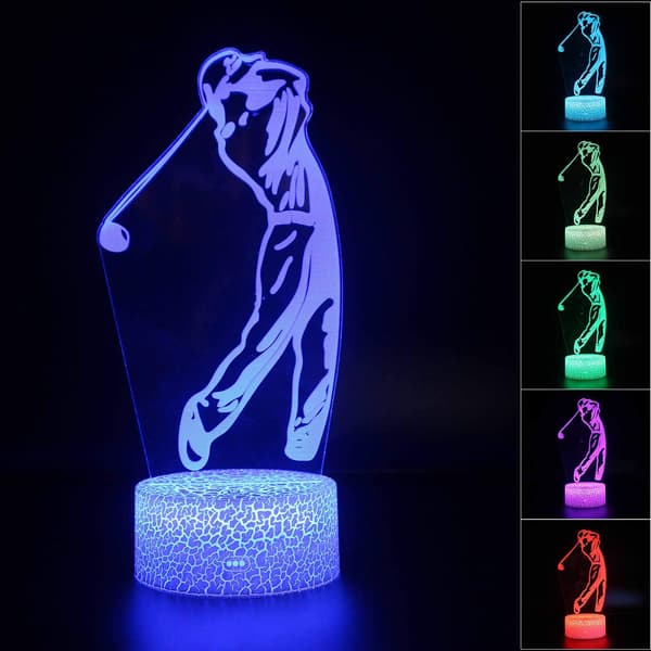 3D Illusjon Golf Nattlampe 16 Fargeendringer Berørings Whit