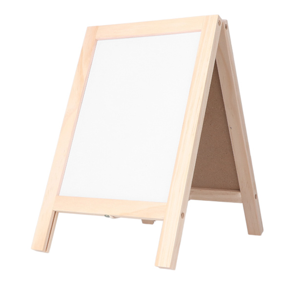 Dubbelsidig Staffli Tavla 19x30cm Polerad Trästruktur Magnetisk Whiteboard Staffli med Fällbart Stativ Krita
