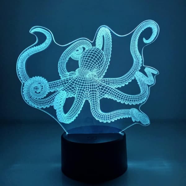 Animal Squid Legetøj 3D Illusion Natlampe Smart Touch Lampe