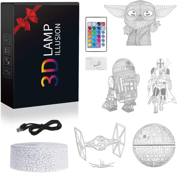 Star Wars 3D Illusion Natlampe, 5 Mønstre 16 Farveskift