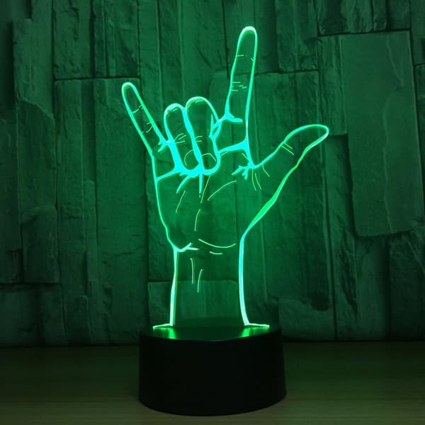 Natlampe 3D Led Jeg Elsker Dig Tegnsprog Natlampe USB