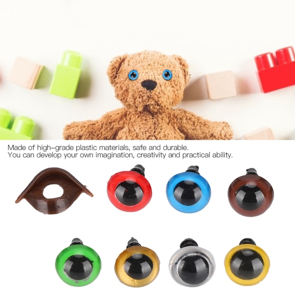 Mix Farve Plastik Sikkerhedsøjne med Vaskemaskine Tilbehør til DIY Håndværk Teddy Bear Dyr Dukker Dukke 12mm