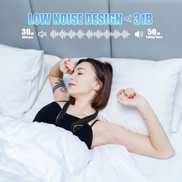 Bladlös Halsfläkt - Portabel Halsfläkt med 3 Vindhastigheter, USB Uppladdningsbar Personlig Halsfläkt, Handsfree Design USB-fläkt - Idealisk för O