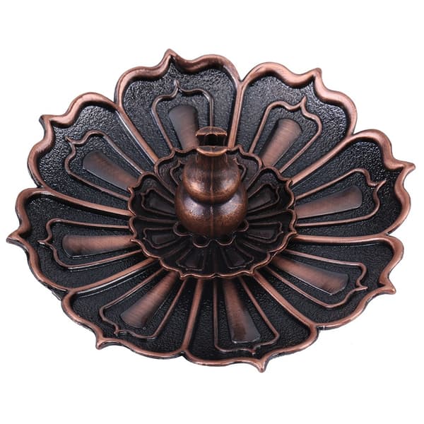 Lotusblomstformet røkelsesbrennerholder for røkelsespinner/spoler Imitert bronse Hjemmedekor