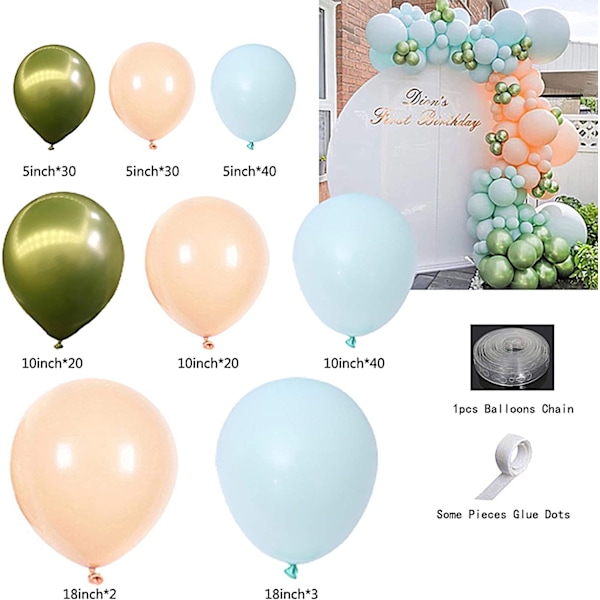 Ballonggirlangbåge Kit 185 st Gröna Metalliska Bal