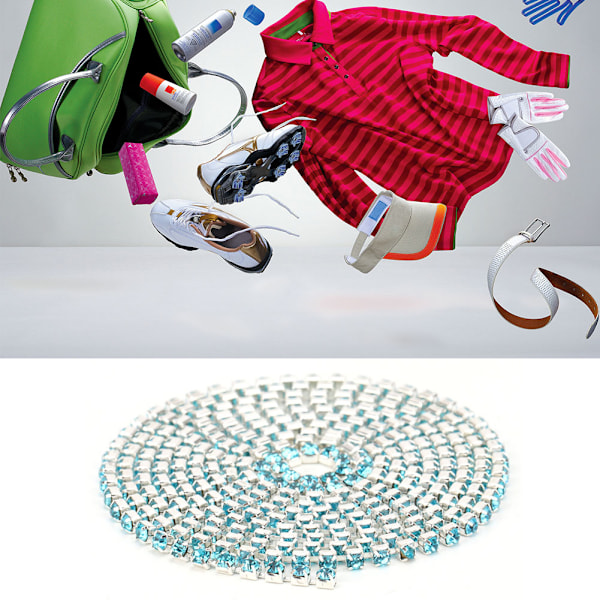 2,8 mm DIY Diamant Mesh Wrap Rulle Blanke Krystal Rhinestones Bånd Dekoration (Sø Blå)