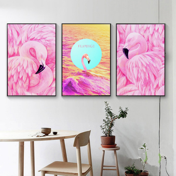 Solnedgång Flamingos Väggkonst Canvas Tryck Affisch, Sim 20x25cm