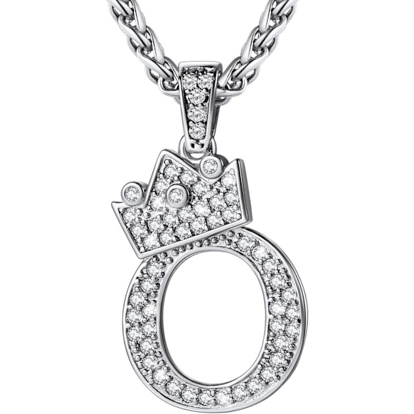 Krone Initial A-Z Halskjede, Iced Out Bokstavanheng med 22-24 Tommers Kjede, Menn Kvinner Bling Hip Hop Alfabet Navn Smykker Gave Store Initialer Halskjeder O Silver