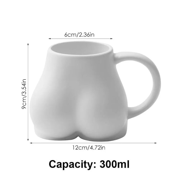 Keramisk Numse Krus Numse Krus Kaffekop Sjov Tekop 300ml Numse Keramisk Kaffekrus Balde Krus Kop til Kaffe Mælk Te WHITE