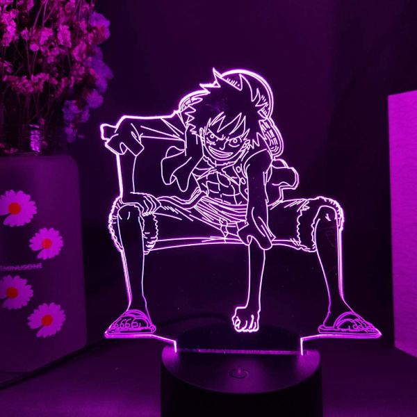 Nattlys Leke 3D Lampe Optisk Illusjon 3D Illusjon Nattlampe Luffy Figur Otaku Soverom Dekorasjon Barn Gaver One Piece Anime Manga Kunst