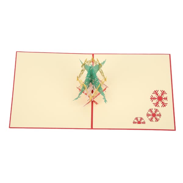 3D-julkort med snögubbe på julgran