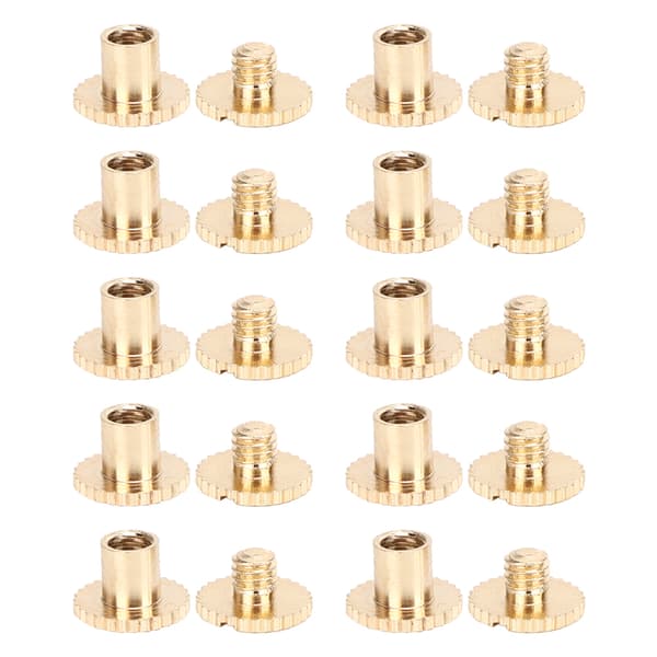 10 stk. fladehovednitter Stud Knurled Messing Fasteners til bælter Rygsække Møbler Guld