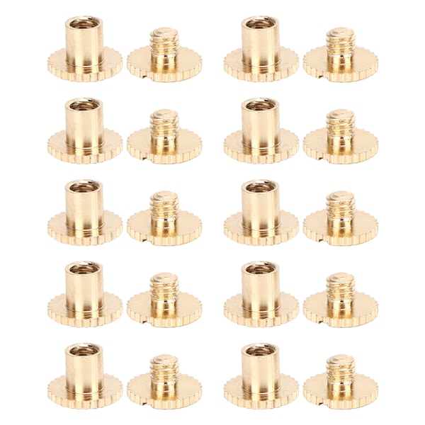10 stk flate hoderiveter Stud Knurled Messingfestere for belter Ryggsekker Møbler Gull