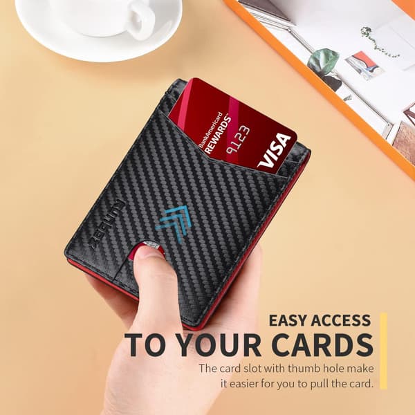 Röda herrplånböcker Slim Rfid Läder 2 ID-fönster med presentförpackning Carbon black,red