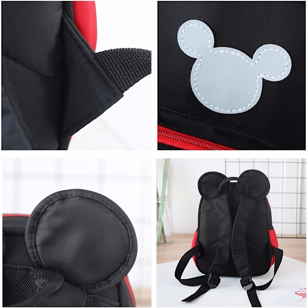 Söta Mini Ryggsäckar Vattentäta Små Barnryggsäckar för Flickor Bakcpack Resväska, Röd Cartoon Väska, Musöron Rosett Resedagryggsäck, Presenter till Barn Mickey